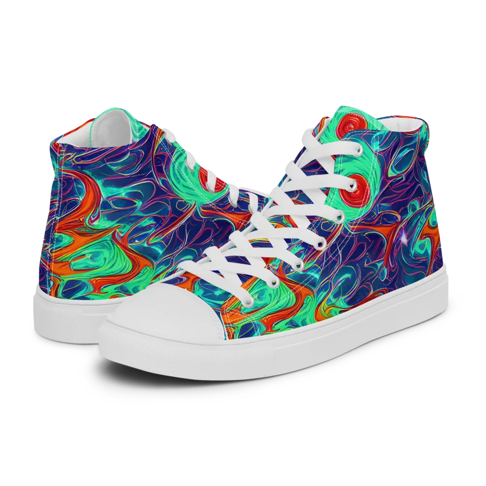 Cosmic Meltwater on Women's High Top Canvas Shoes — Left