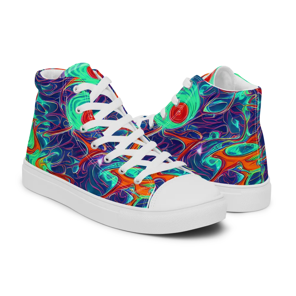 Cosmic Meltwater on Women's High Top Canvas Shoes — Right