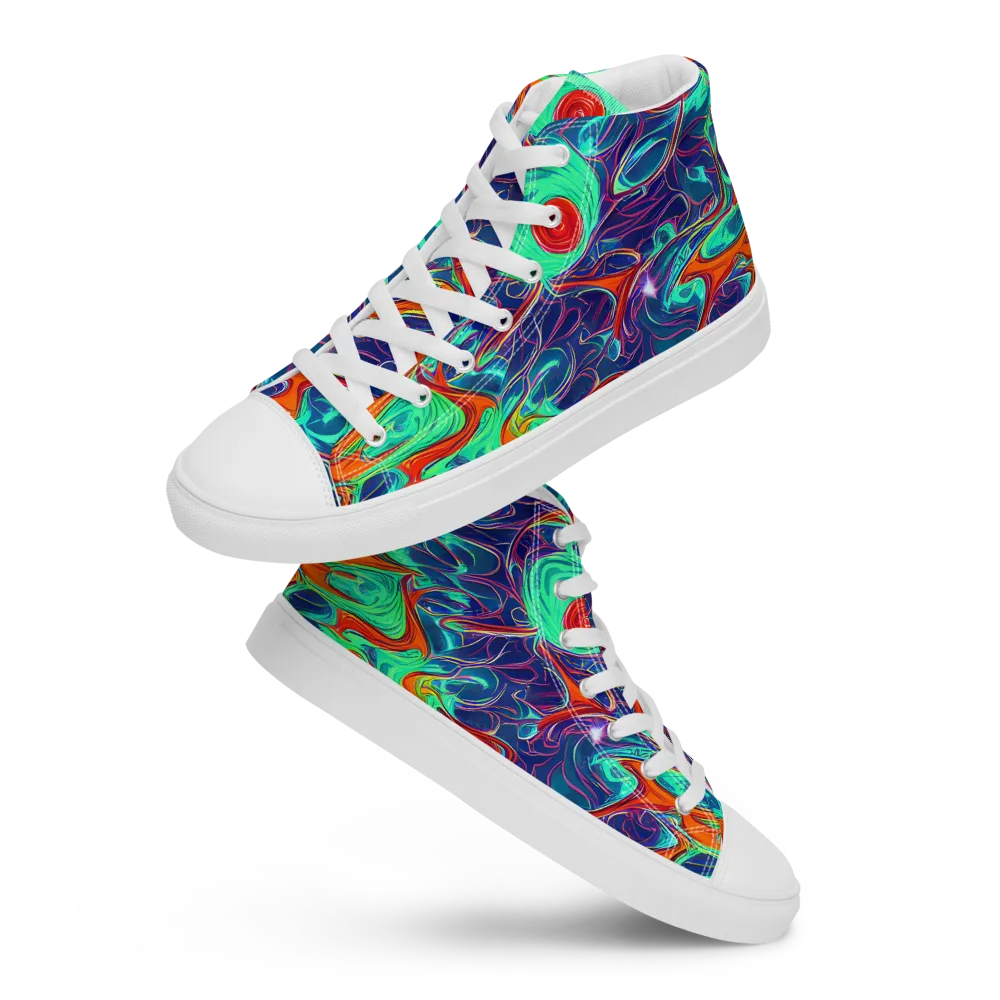 Cosmic Meltwater on Women's High Top Canvas Shoes — Front