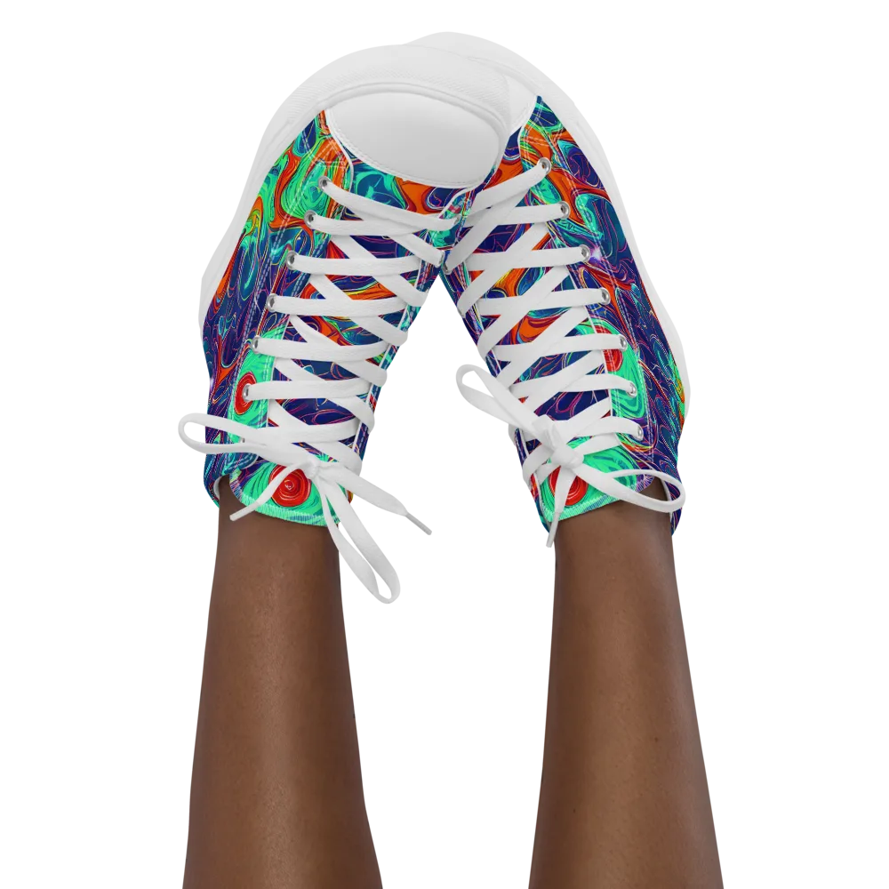 Cosmic Meltwater on Women's High Top Canvas Shoes — Front