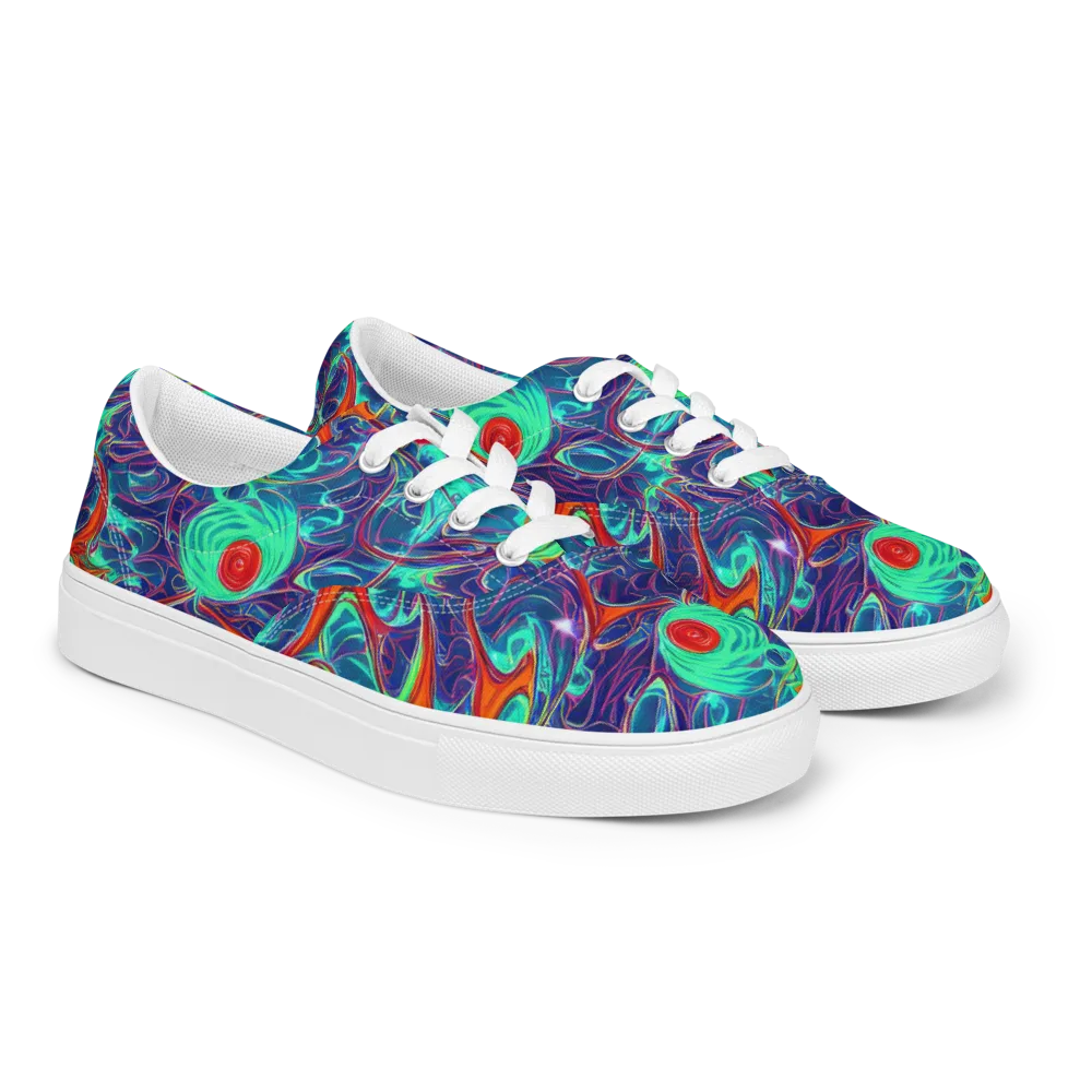 Cosmic Meltwater on Men's Lace-Up Canvas Shoes — Right Front