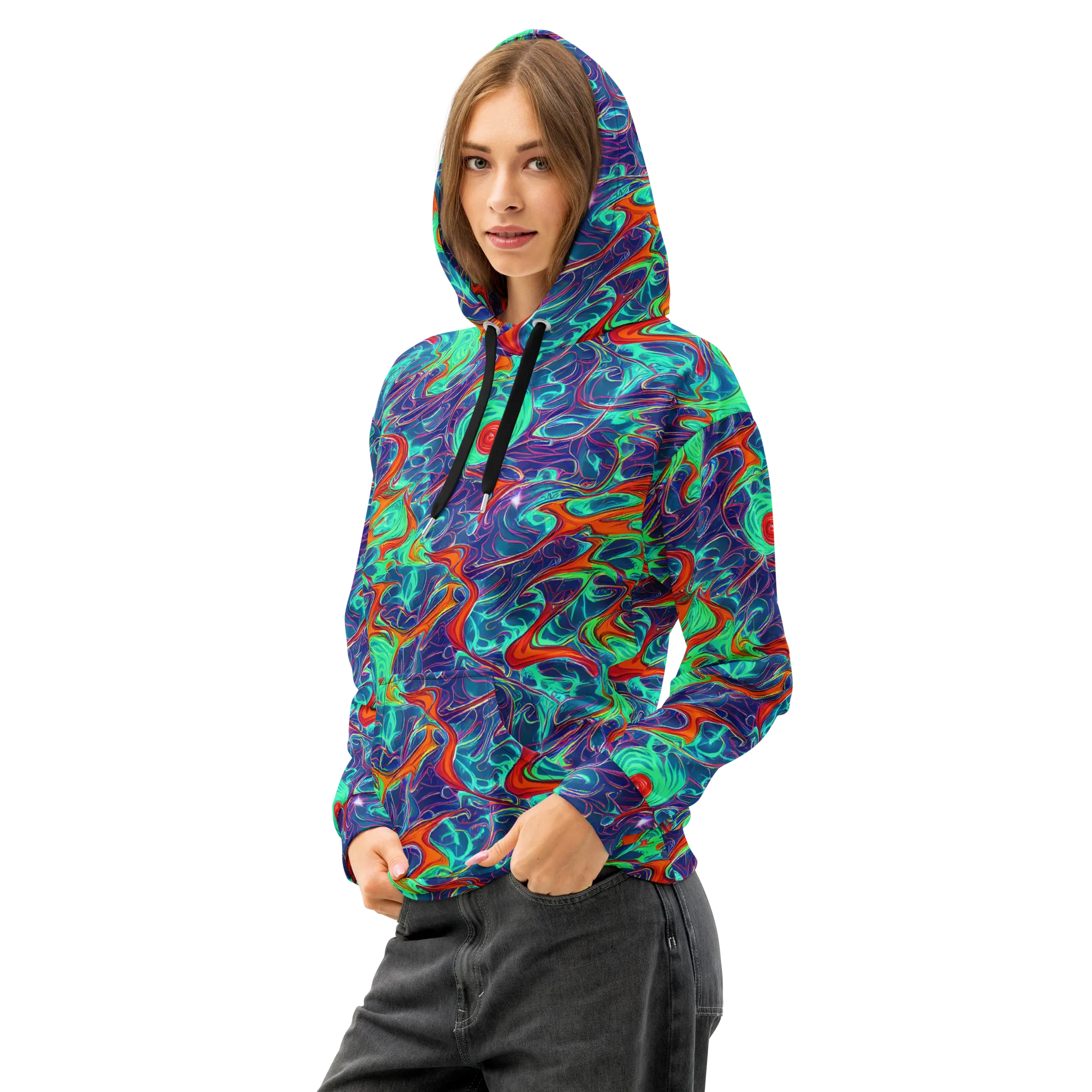 Cosmic Meltwater on Cotton Hoodie — Left Front