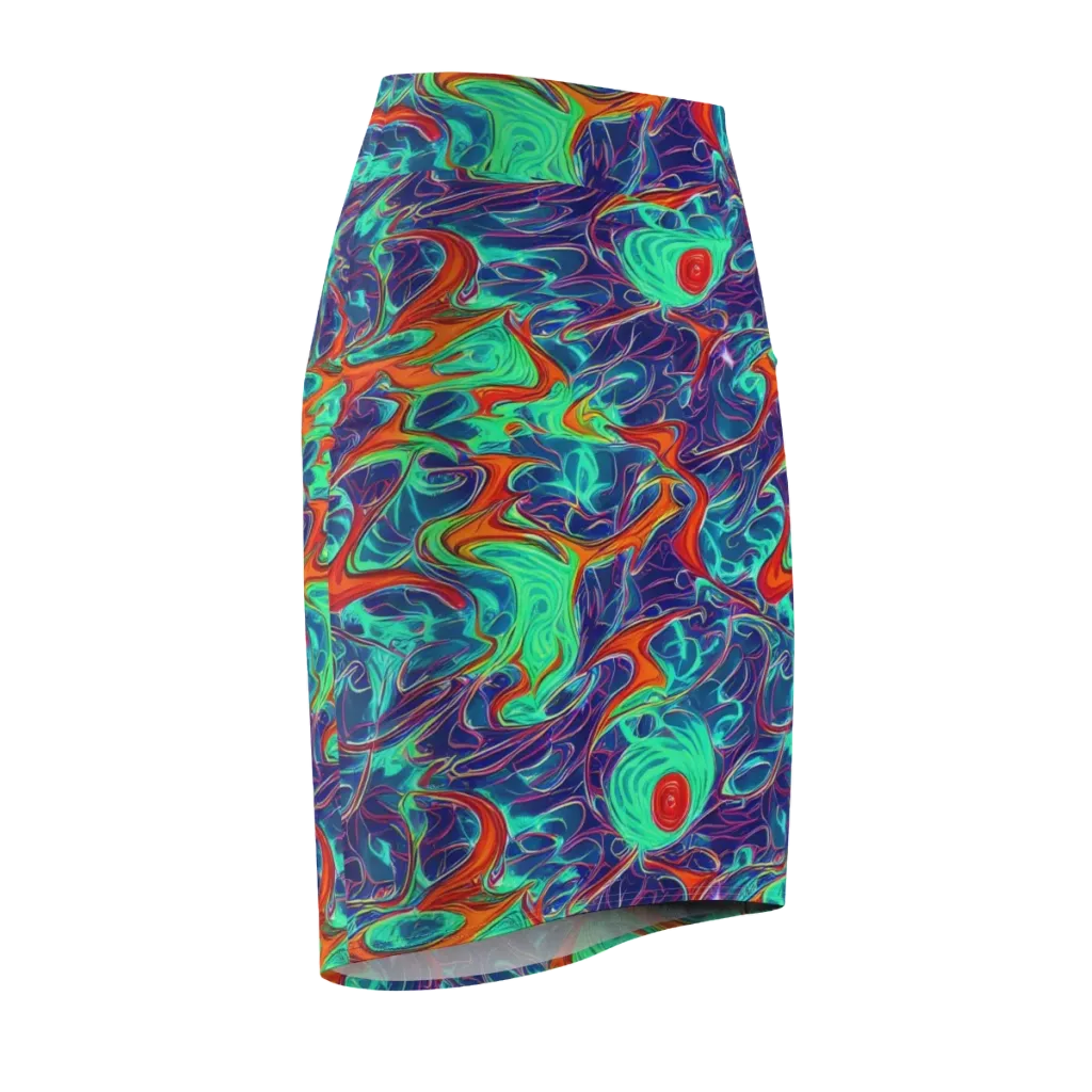 Cosmic Meltwater on Pencil Skirt — Front Side