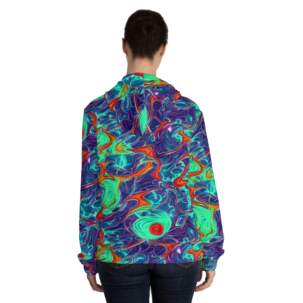 Cosmic Meltwater on Women's Full-Zip Hoodie — Back On Person