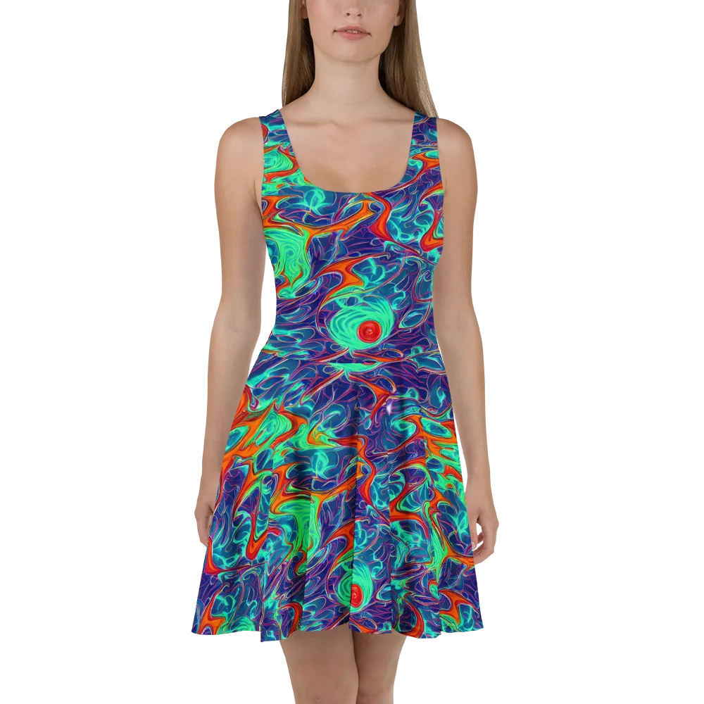 Cosmic Meltwater on Skater Dress — Front