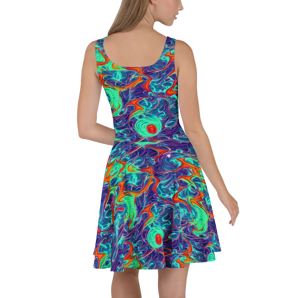 Cosmic Meltwater on Skater Dress — Back