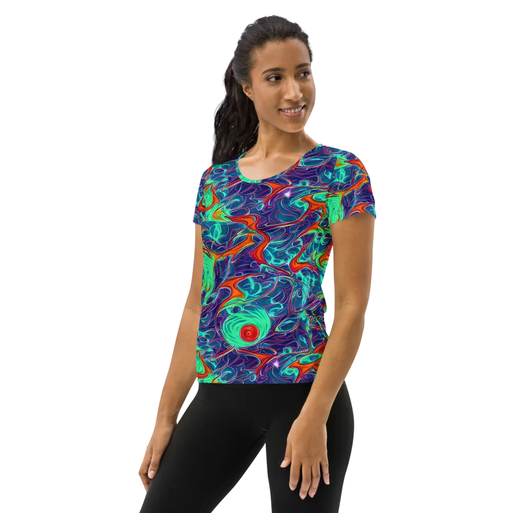 Cosmic Meltwater on Women's Athletic T-Shirt — Left