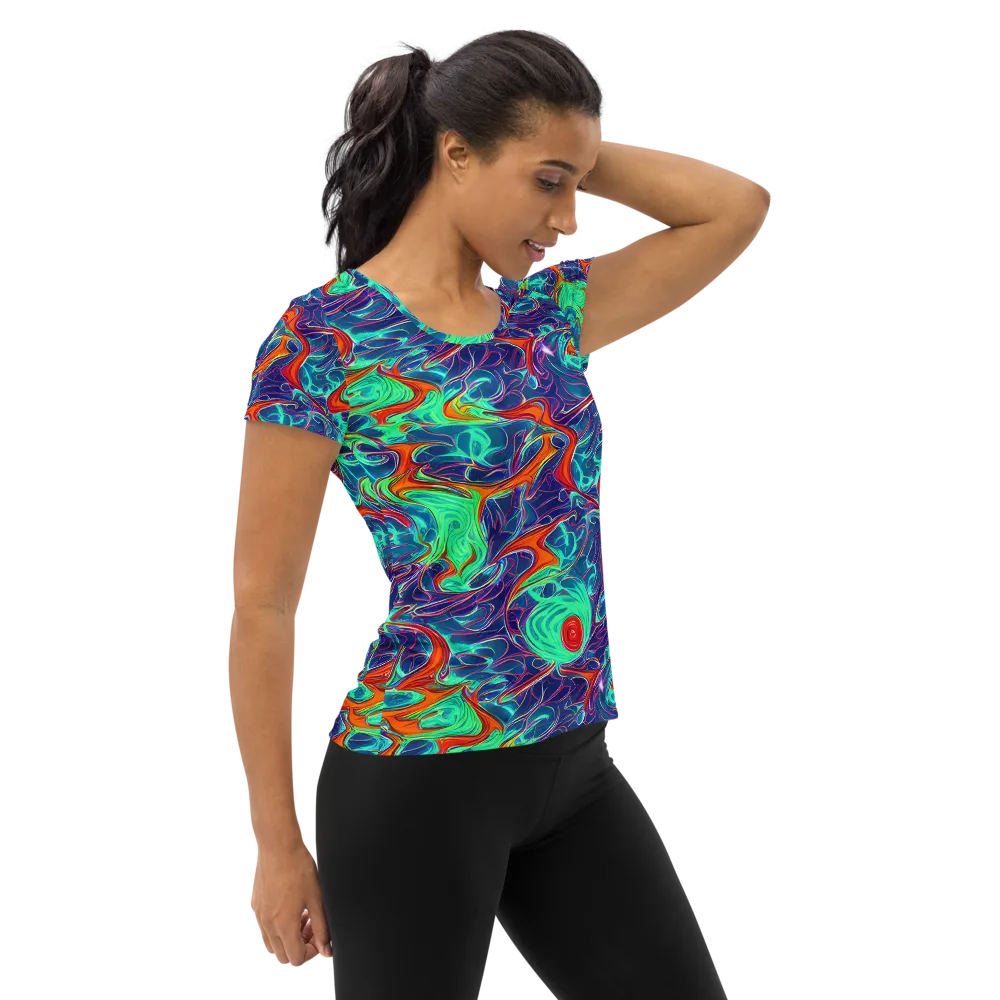 Cosmic Meltwater on Women's Athletic T-Shirt — Right