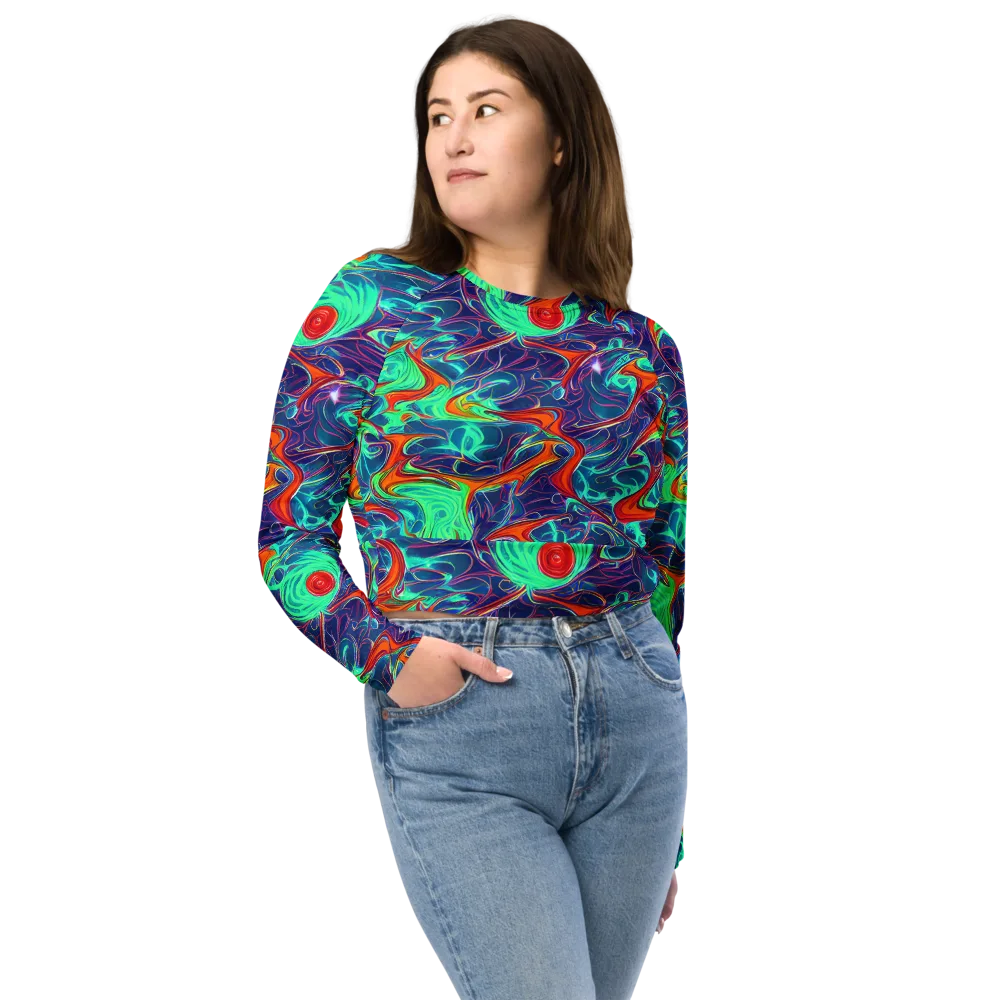 Cosmic Meltwater on Long Sleeve Crop Top — Front