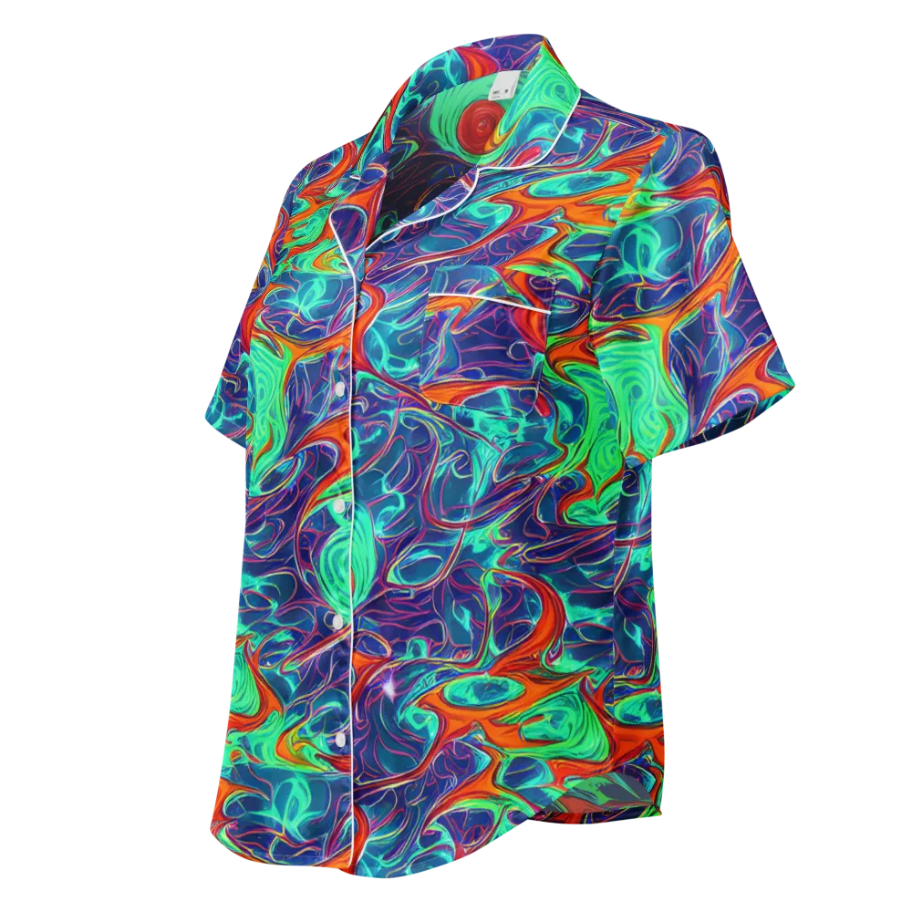 Cosmic Meltwater on Women's Short Sleeve Pajama Top — Left Front