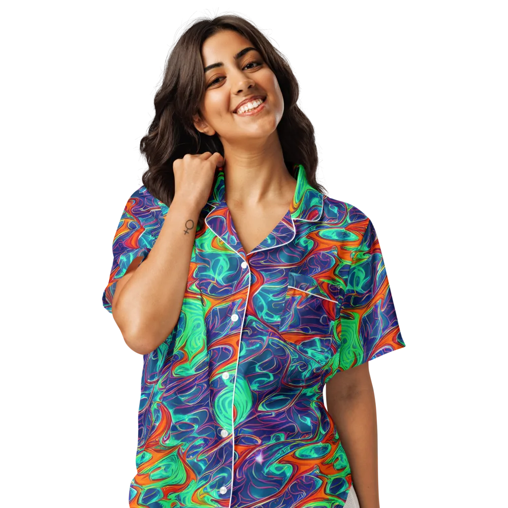 Cosmic Meltwater on Women's Short Sleeve Pajama Top — Front