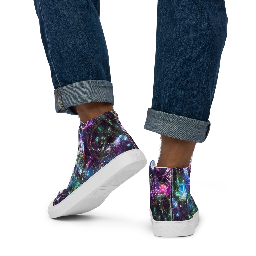 Vortex Spectrum on Men's High Top Canvas Shoes — Back
