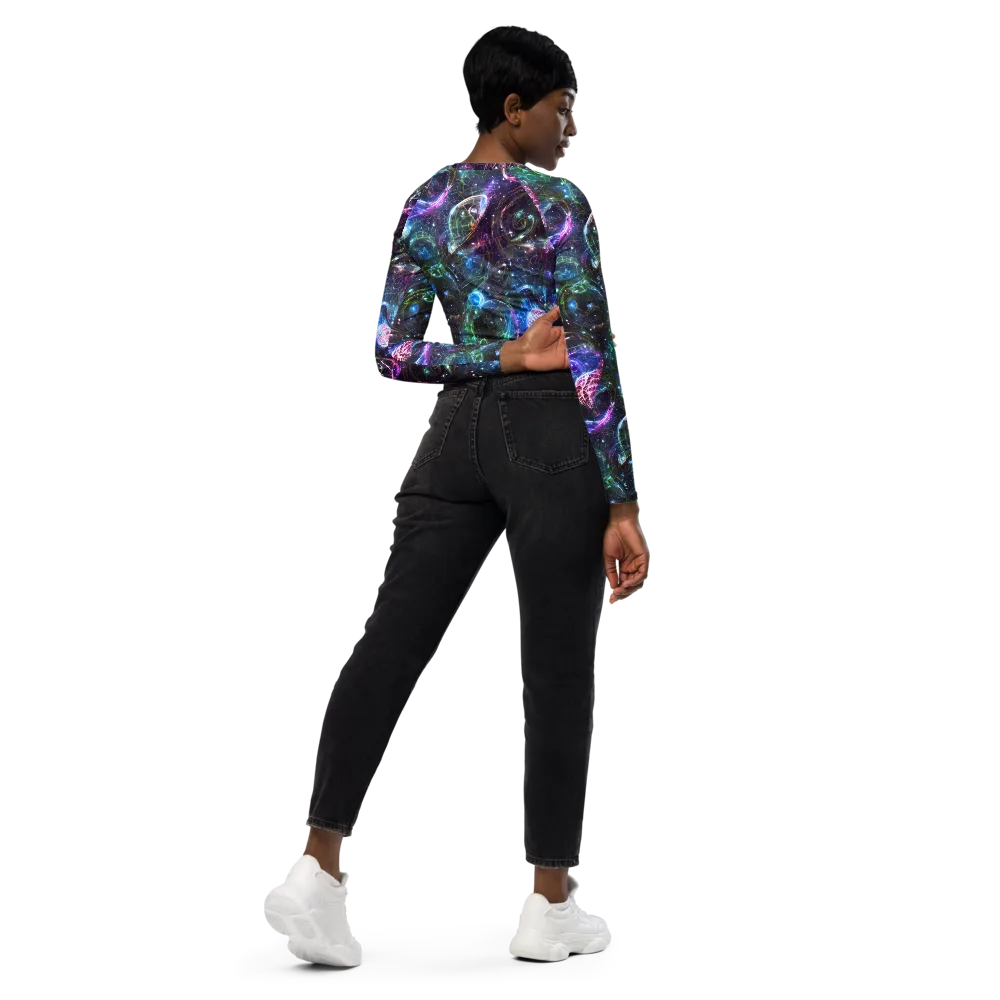Vortex Spectrum on Long Sleeve Crop Top — Right Back