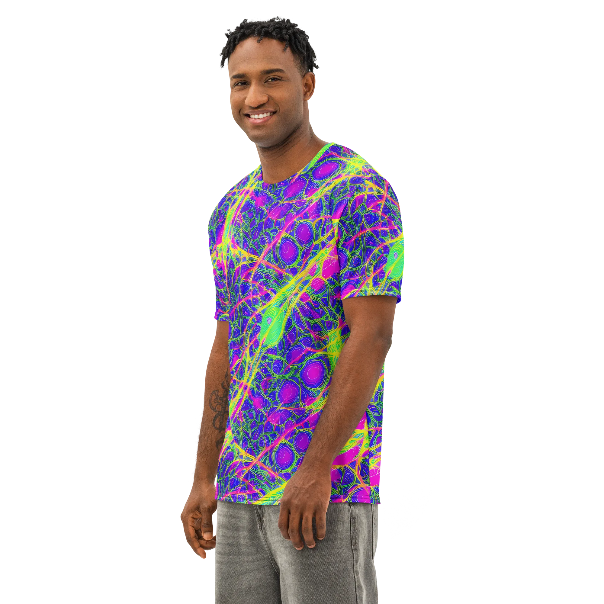 Radiant Wilds on Men's Cotton Crew Neck T-Shirt — Left Front