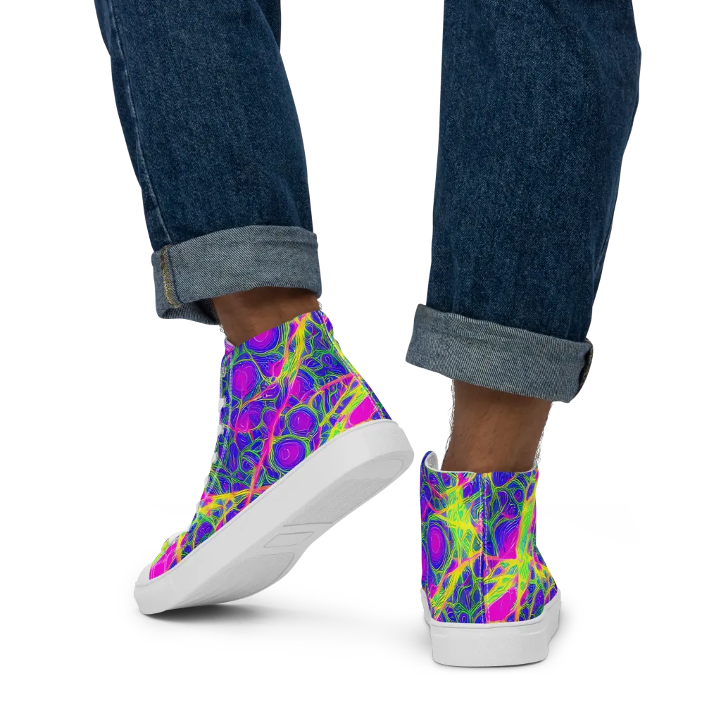 Radiant Wilds on Men's High Top Canvas Shoes — Back