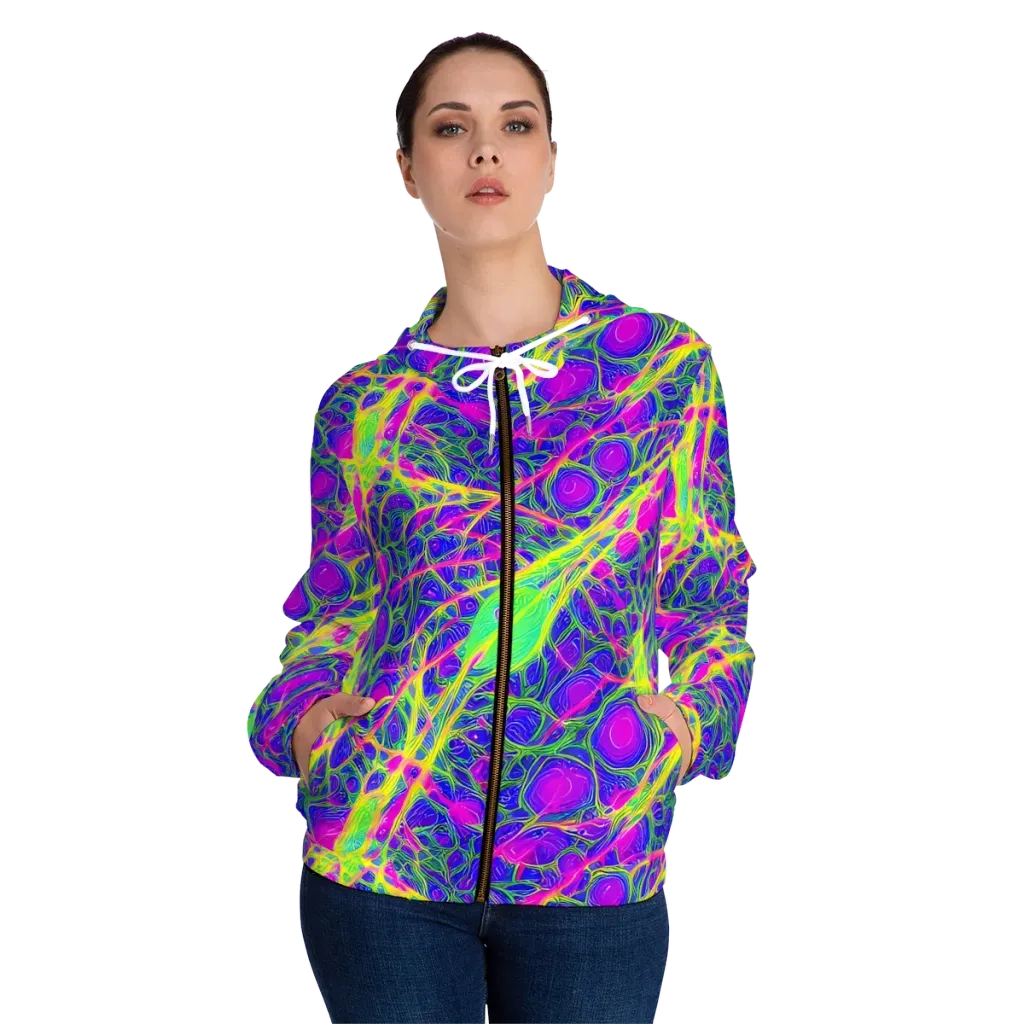 Radiant Wilds on Women's Full-Zip Hoodie — Front On Person
