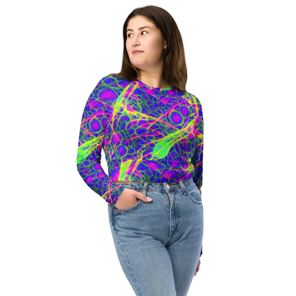 Radiant Wilds on Long Sleeve Crop Top — Front