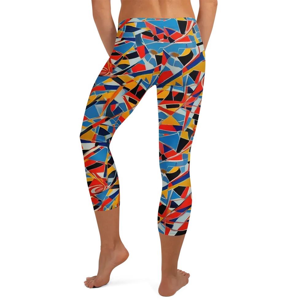 Abstract Mingle on Capri Leggings — Back