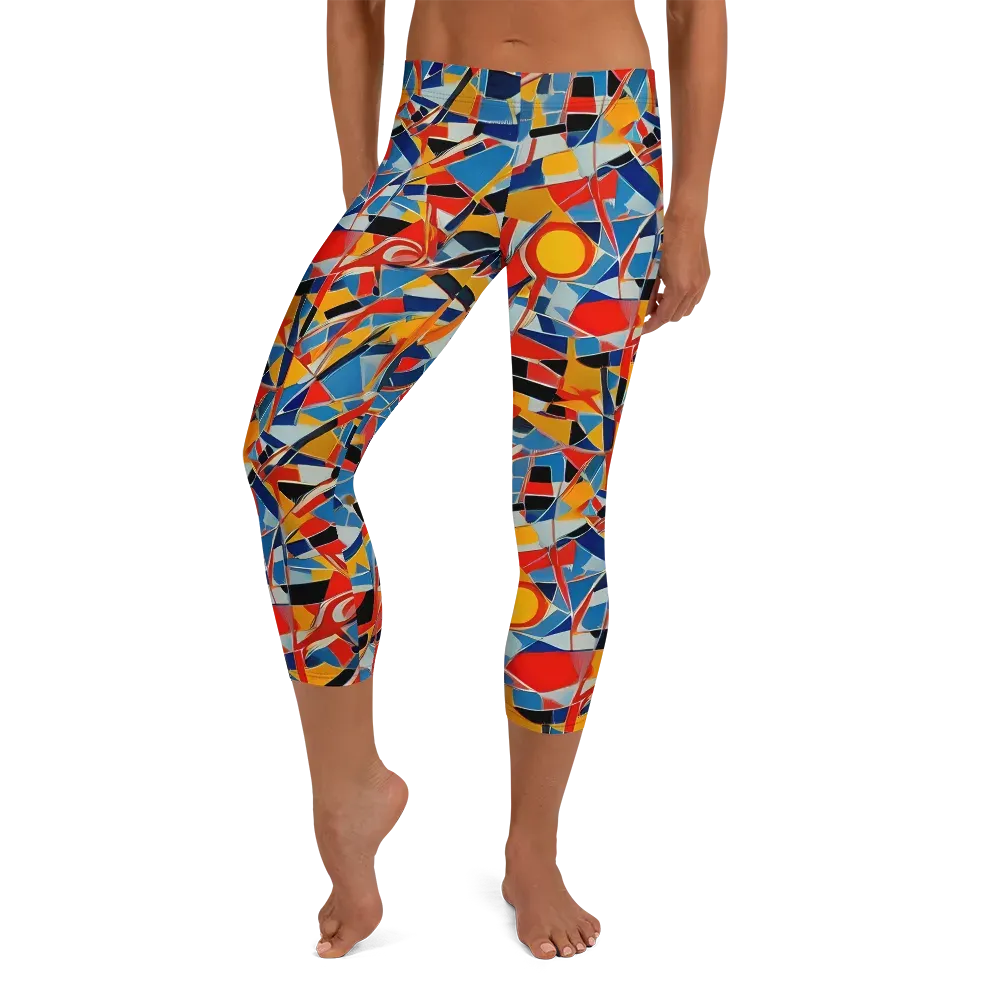 Abstract Mingle on Capri Leggings — Front