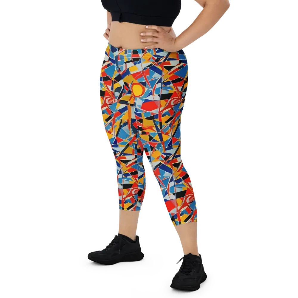 Abstract Mingle on Capri Leggings — Front