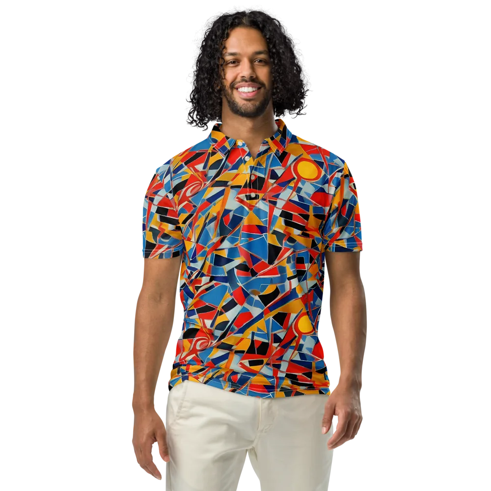 Abstract Mingle on Men's Slim Fit Polo Shirt — Front