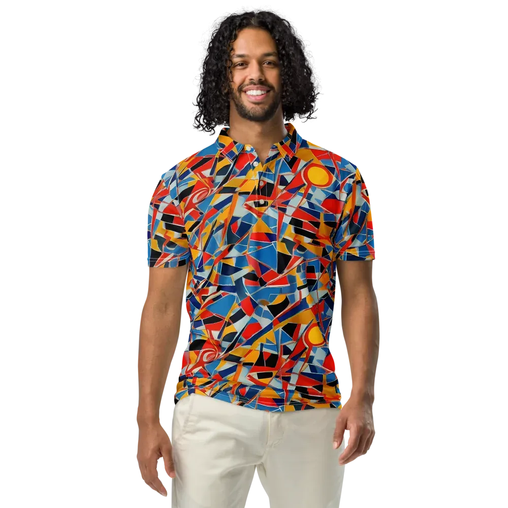 Abstract Mingle on Men's Slim Fit Polo Shirt — Front