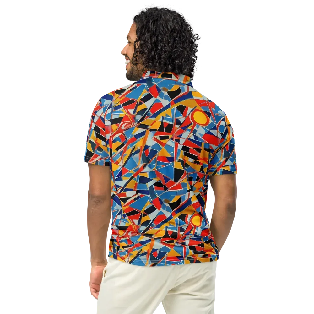 Abstract Mingle on Men's Slim Fit Polo Shirt — Back