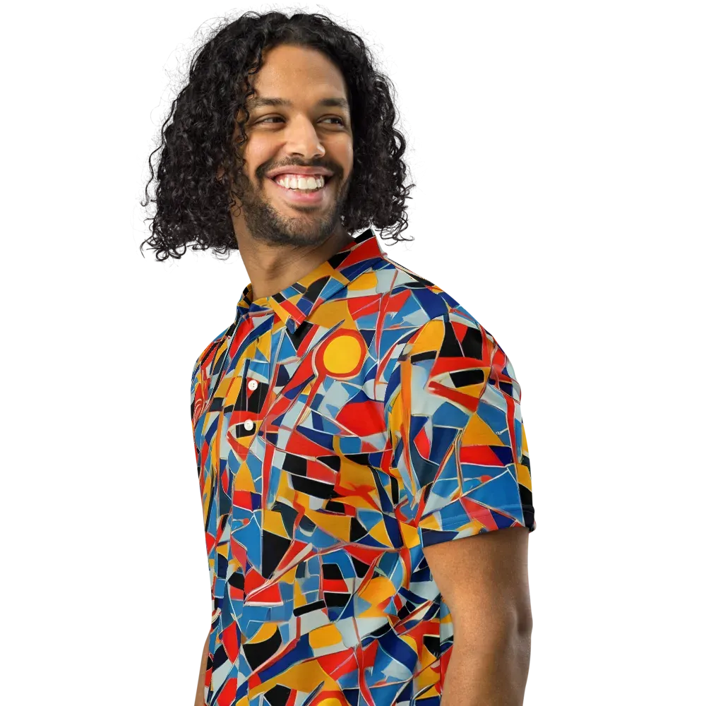 Abstract Mingle on Men's Slim Fit Polo Shirt — Left Front