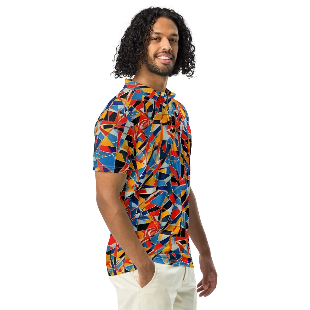 Abstract Mingle on Men's Slim Fit Polo Shirt — Right Front