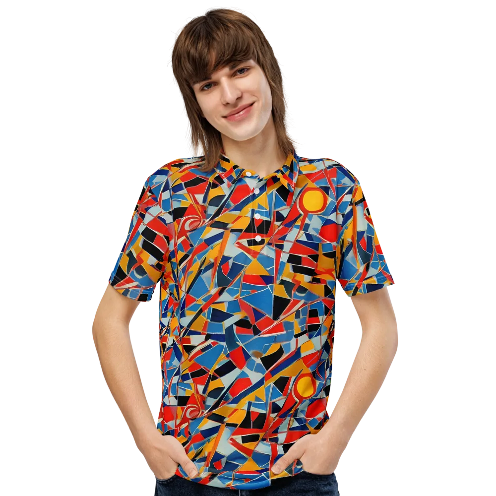 Abstract Mingle on Men's Slim Fit Polo Shirt — Front