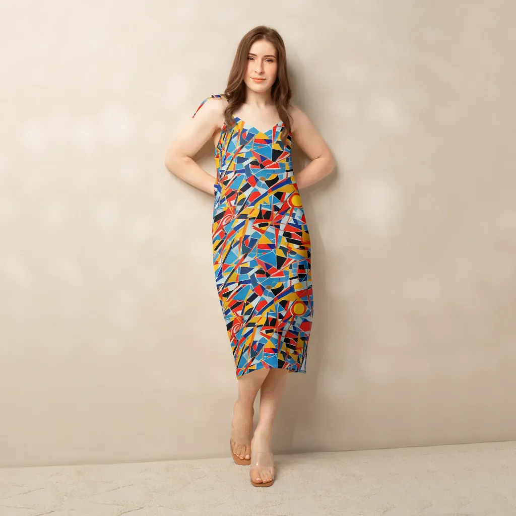 Abstract Mingle on Slip Dress — Front