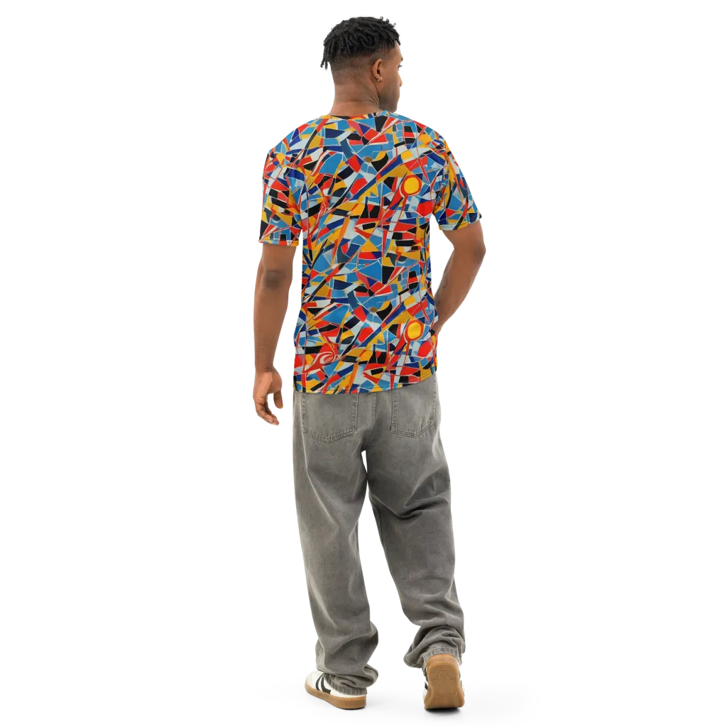 Abstract Mingle on Men's Cotton Crew Neck T-Shirt — Back