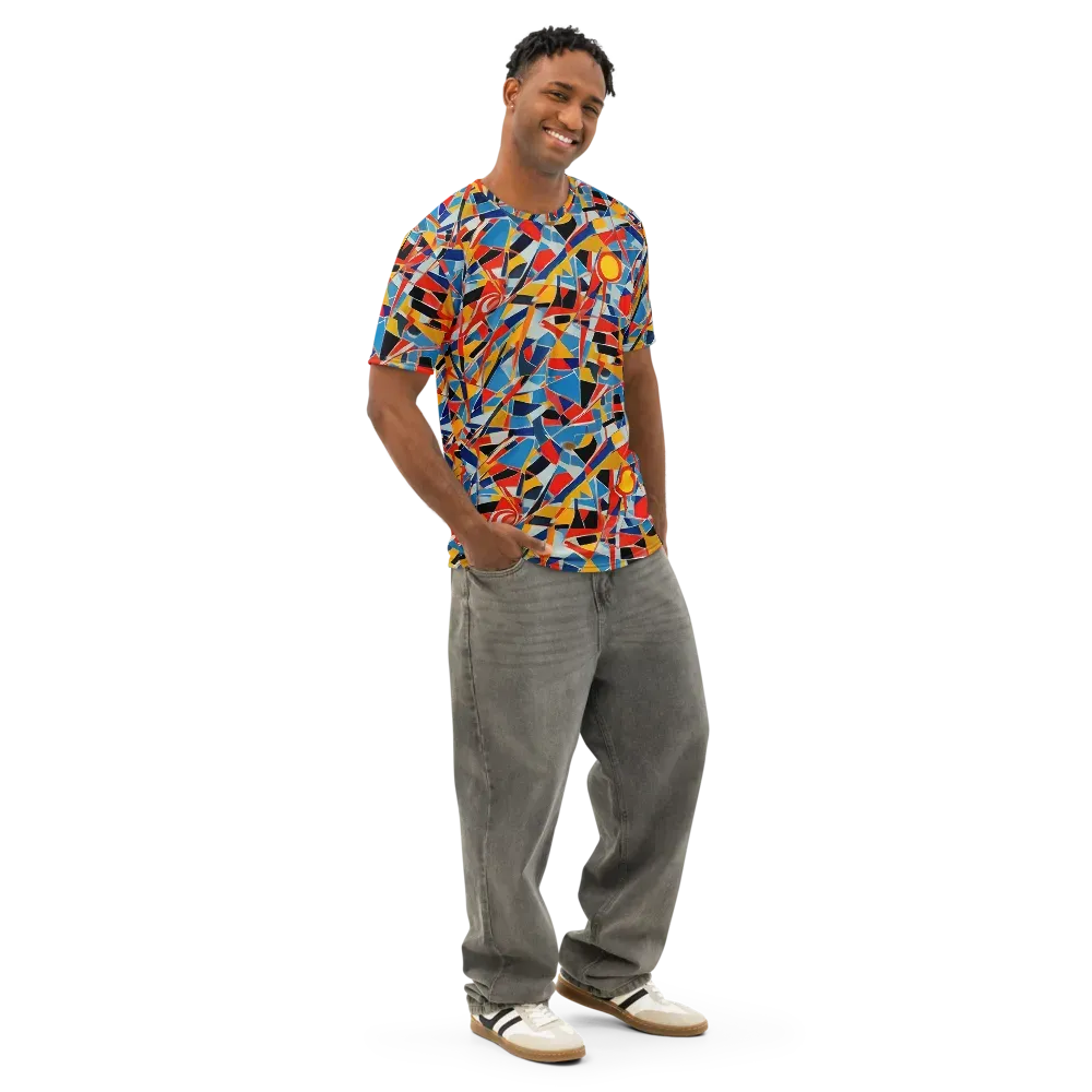 Abstract Mingle on Men's Cotton Crew Neck T-Shirt — Right Front