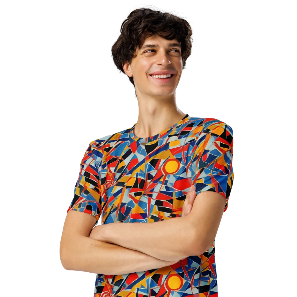 Abstract Mingle on Men's Crew Neck T-Shirt — Left Front