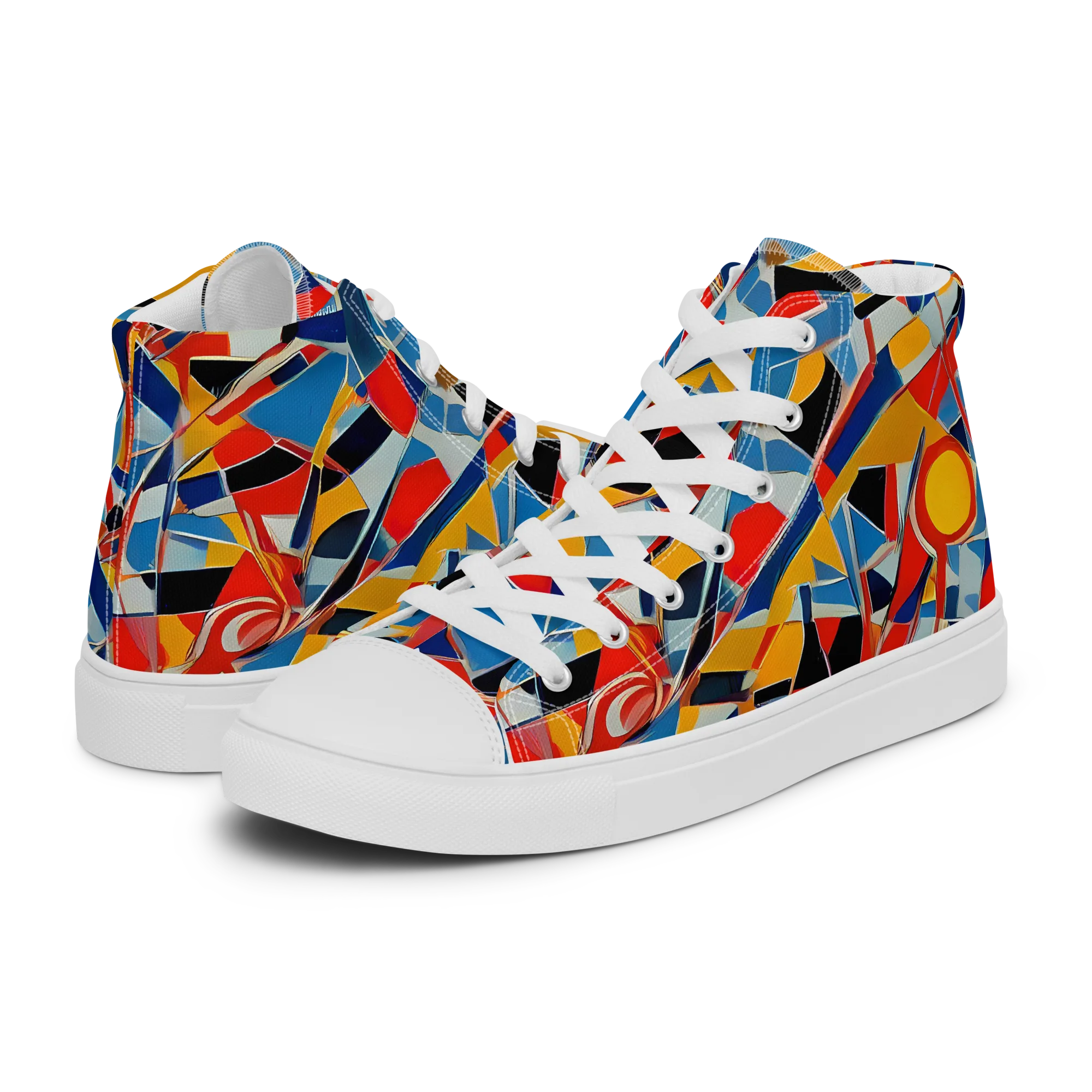 Abstract Mingle on Men's High Top Canvas Shoes — Left