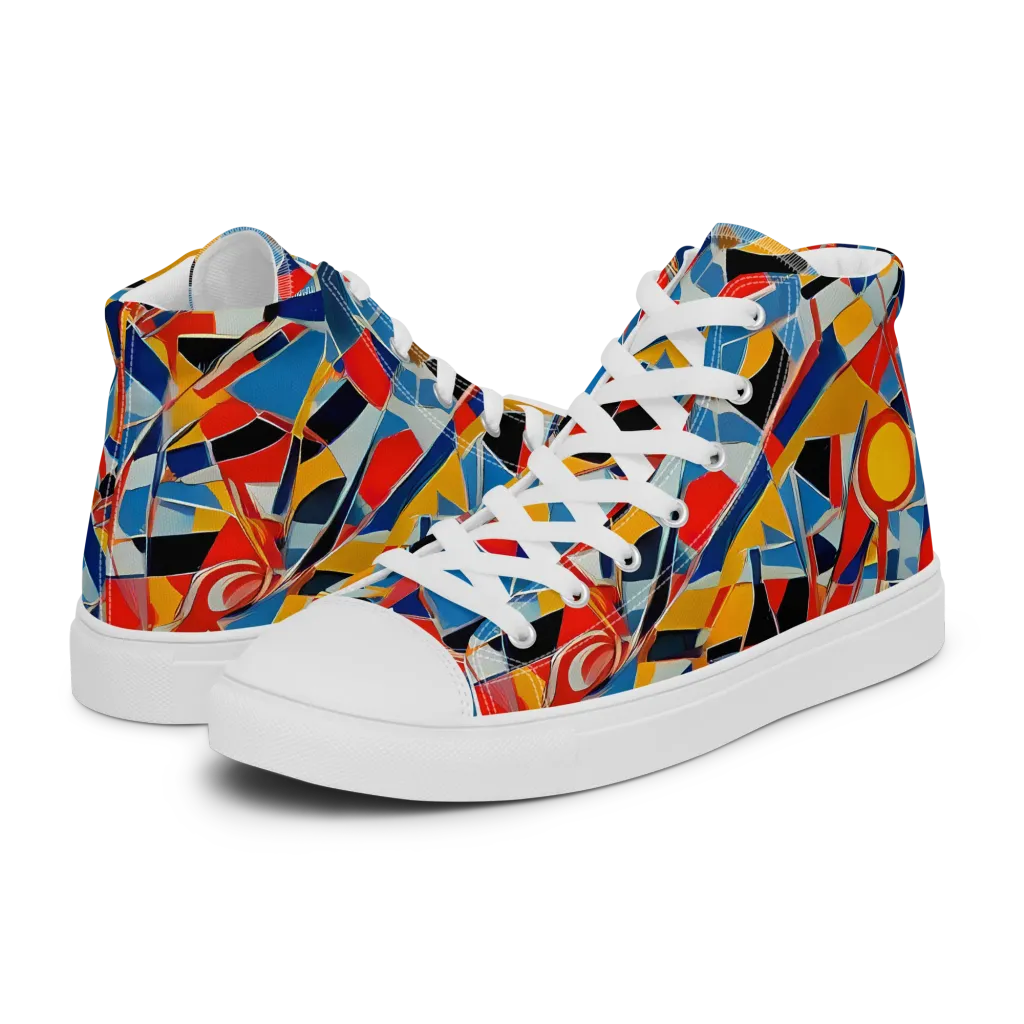 Abstract Mingle on Men's High Top Canvas Shoes — Left