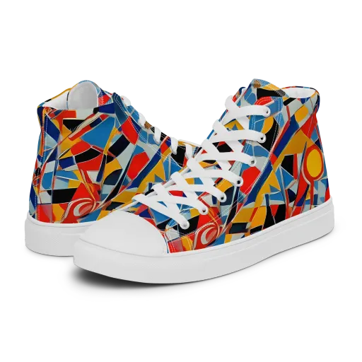 Abstract Mingle on a Men's High Top Canvas Shoes