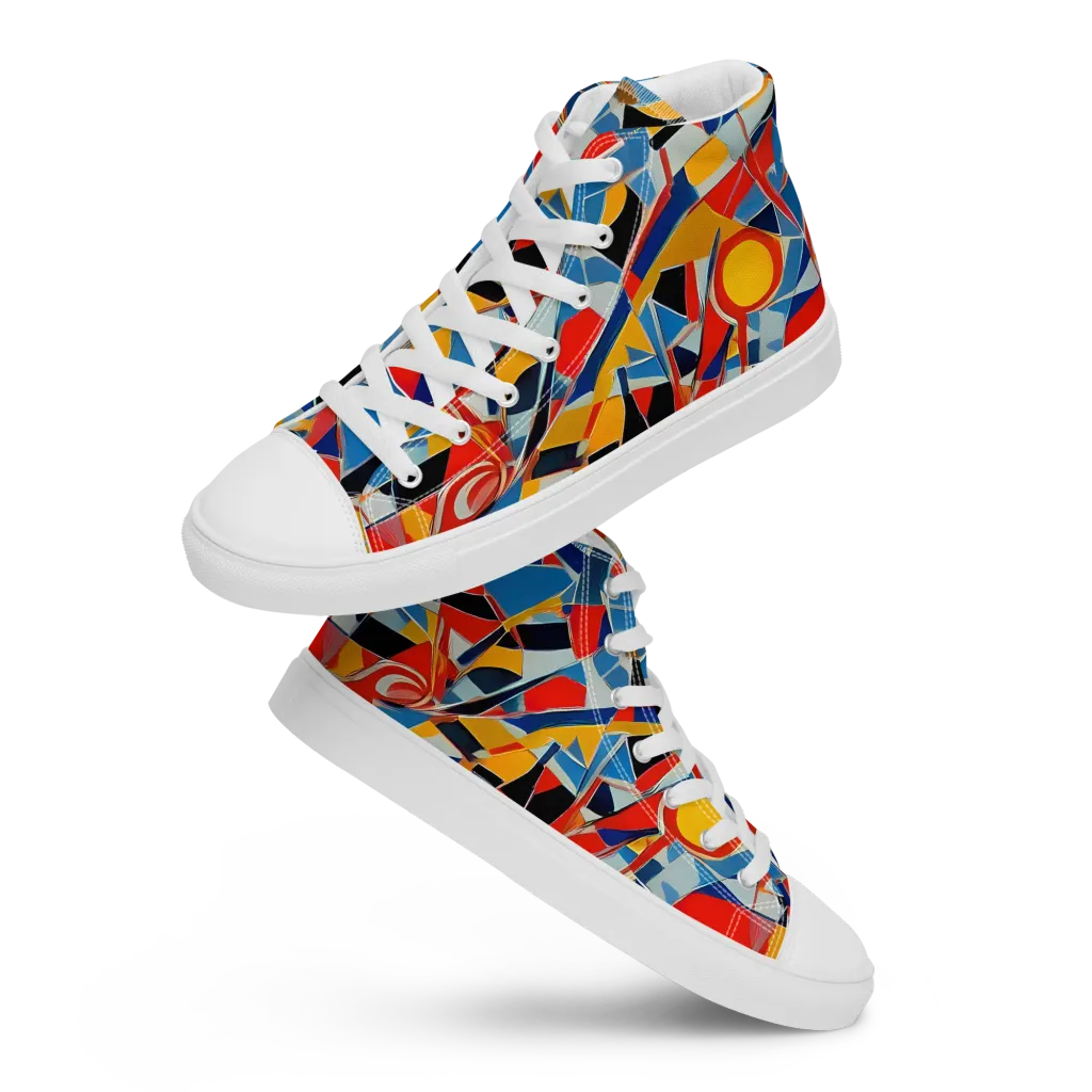 Abstract Mingle on Men's High Top Canvas Shoes — Front