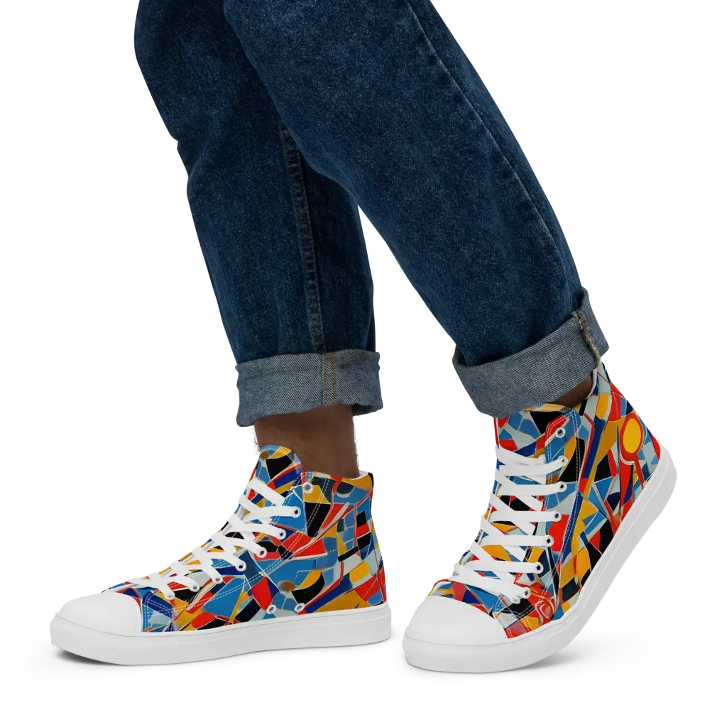 Abstract Mingle on Men's High Top Canvas Shoes — Left
