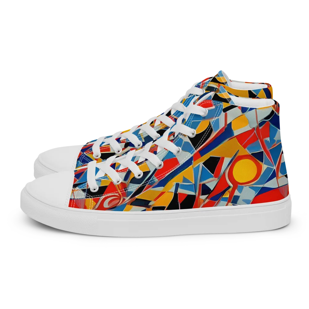 Abstract Mingle on Women's High Top Canvas Shoes — Left