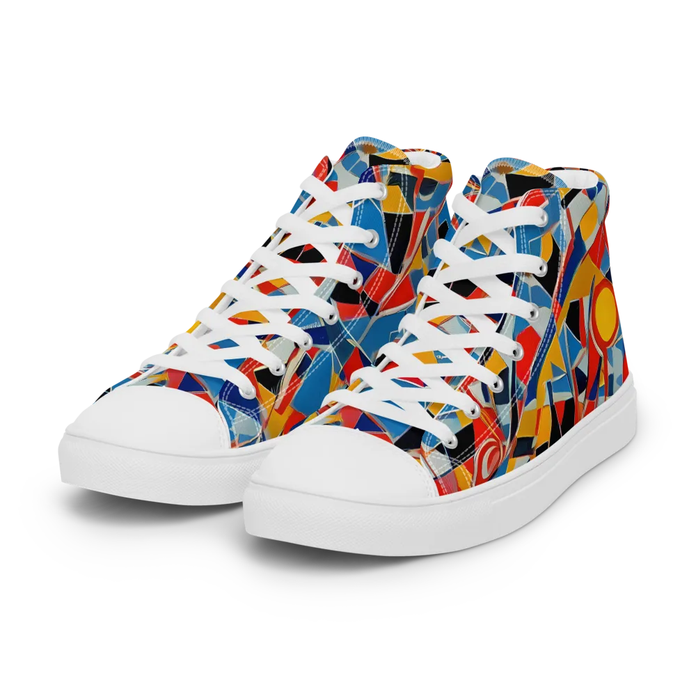 Abstract Mingle on Women's High Top Canvas Shoes — Left Front