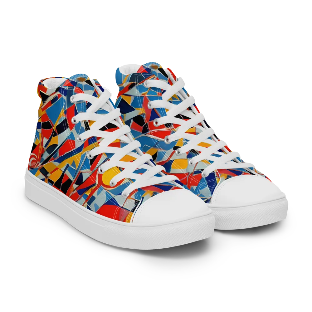 Abstract Mingle on Women's High Top Canvas Shoes — Right Front