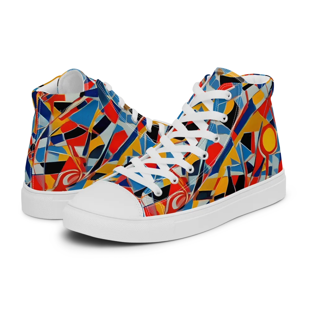 Abstract Mingle on Women's High Top Canvas Shoes — Left