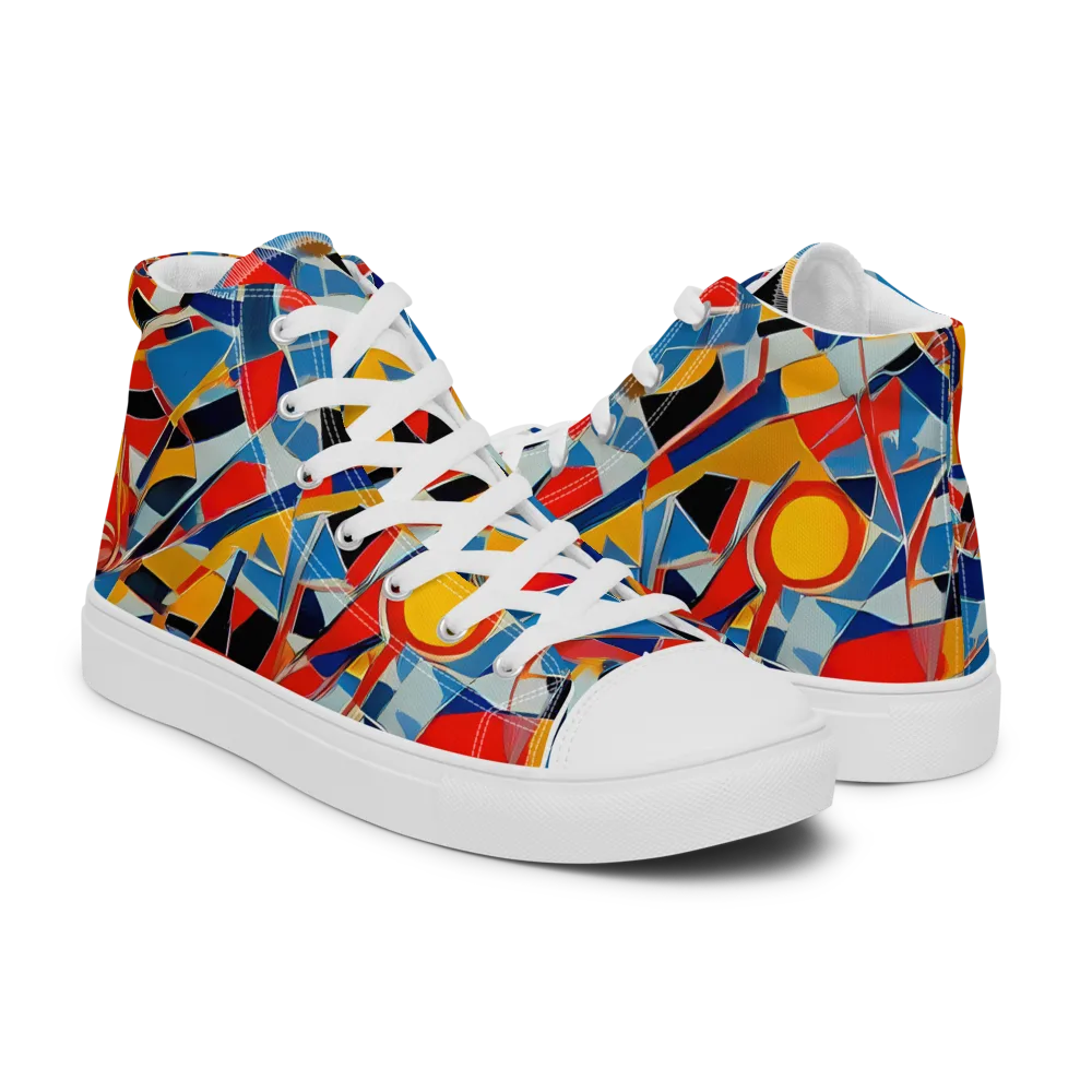 Abstract Mingle on Women's High Top Canvas Shoes — Right