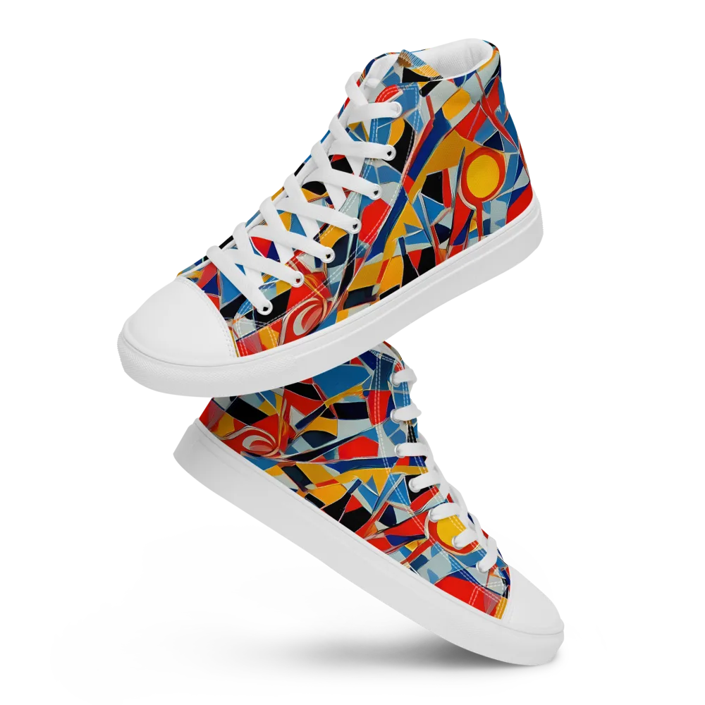 Abstract Mingle on Women's High Top Canvas Shoes — Front