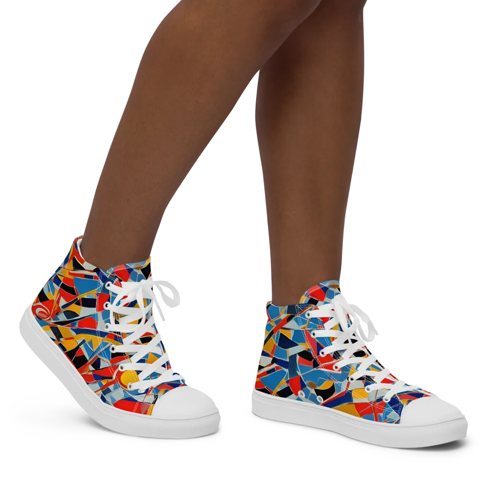 Abstract Mingle on Women's High Top Canvas Shoes — Right