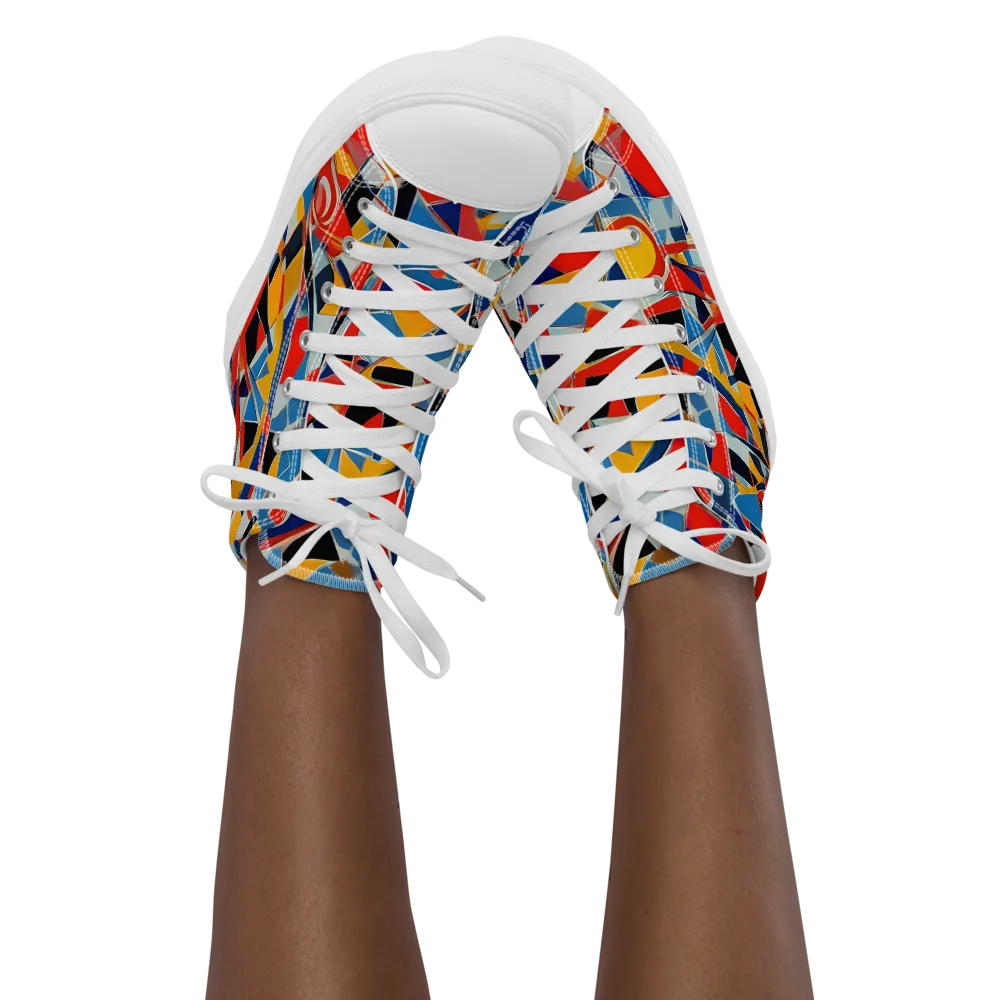Abstract Mingle on Women's High Top Canvas Shoes — Front