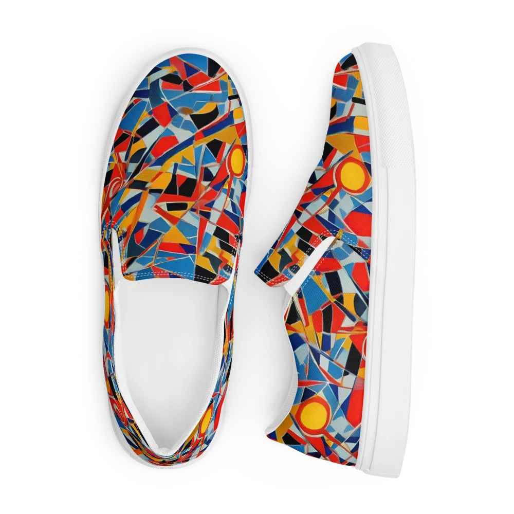 Abstract Mingle on Men's Slip-On Canvas Shoes — Front