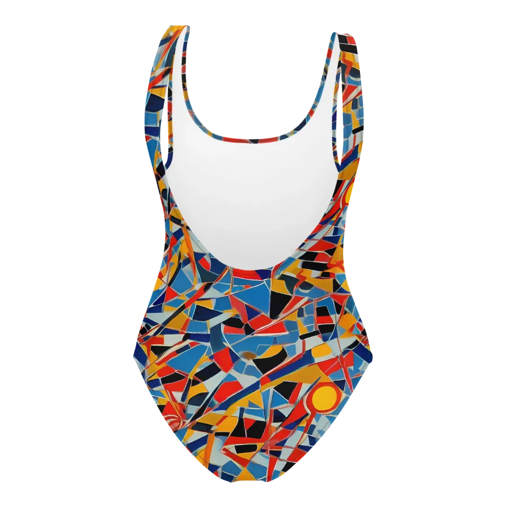 Abstract Mingle on One-Piece Swimsuit — Back