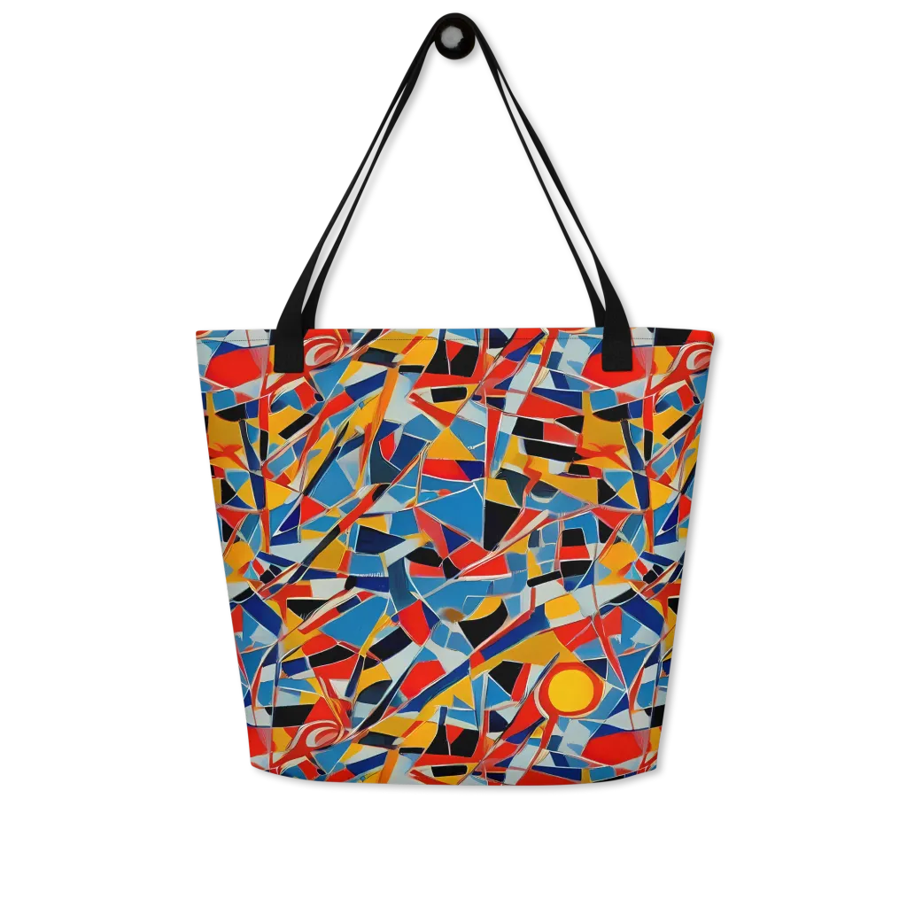 Abstract Mingle on Large Tote Bag W/ Pocket — Front